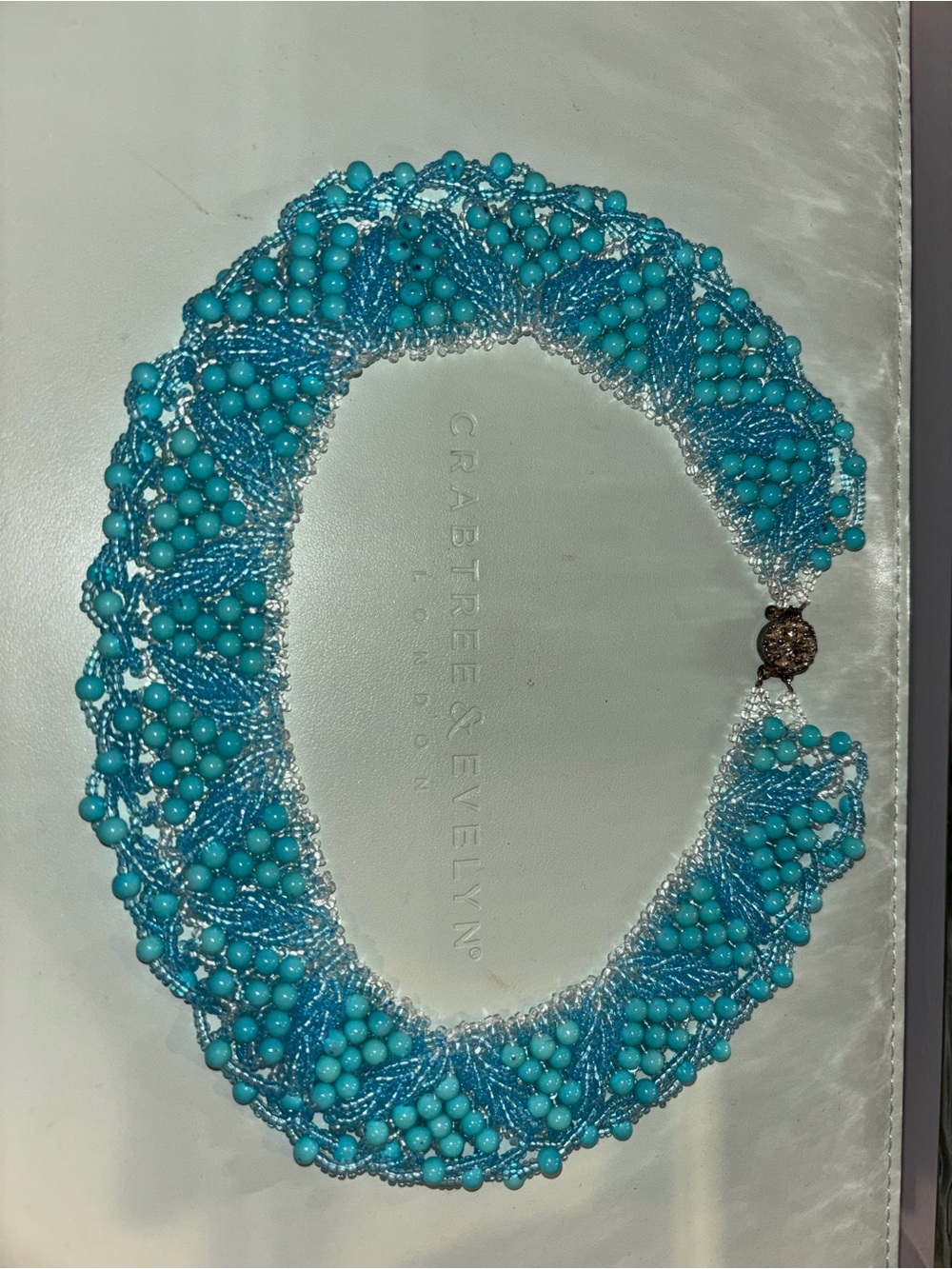 Turquoise Beaded Braided Choker Necklace - Women Jewelry - Picture 2 of 3